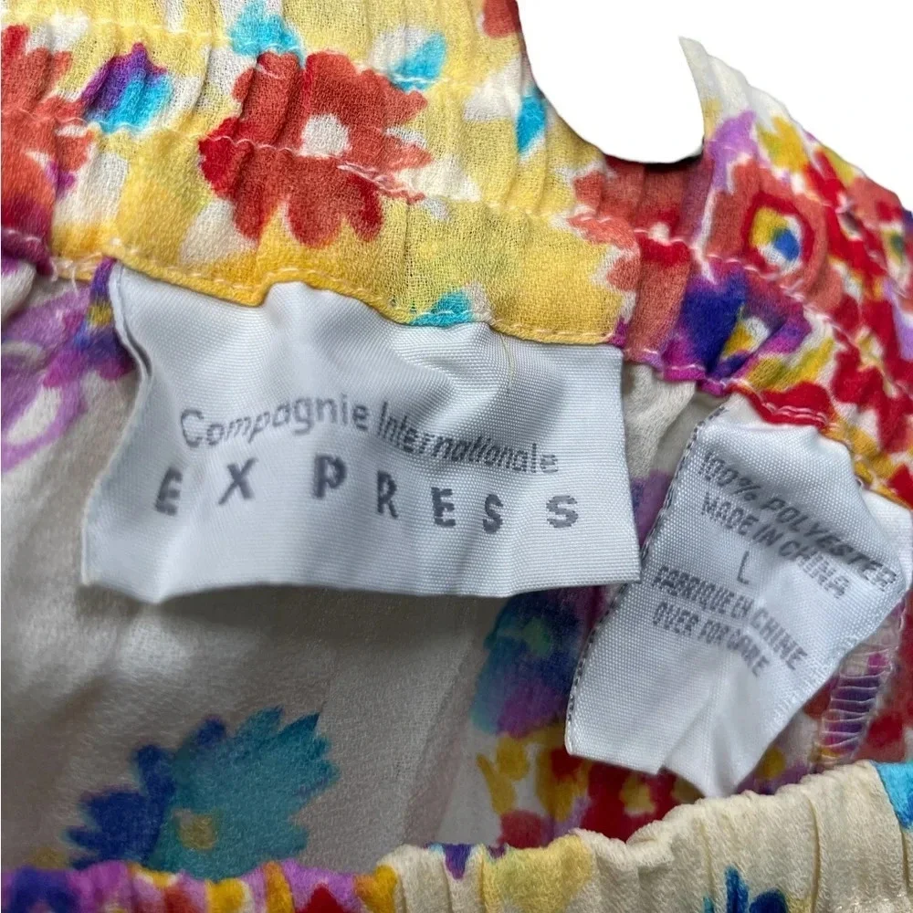 Compagnie Internationale Express Vintage Floral Crinkle Mini Skirt Size Large